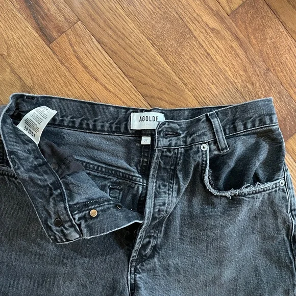 Agolde Women's Black/Gray Tapered Baggy Jeans - Picture 2 of 5